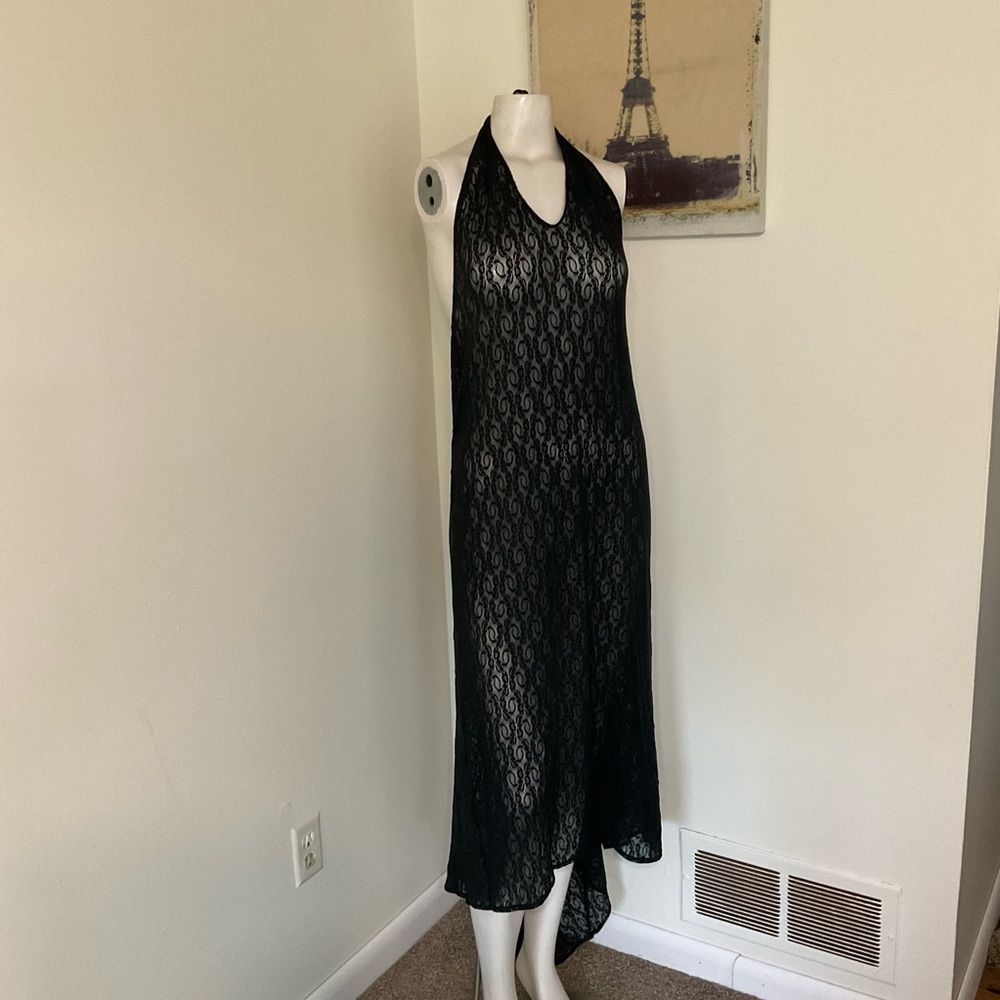Vintage Victoria’s Secret Sheer Black Lace Halter Nightgown L